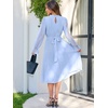 image:imageANRABESS Womens Floral Chiffon Midi Dress Puff Long Sleeve Mock Neck Summer Wedding Guest Party Dresses Fall 2026 OutfitsBlue