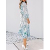 image:imageANRABESS Womens Floral Chiffon Midi Dress Puff Long Sleeve Mock Neck Summer Wedding Guest Party Dresses Fall 2026 OutfitsFloral Blue