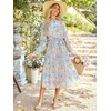 image:imageANRABESS Womens Floral Chiffon Midi Dress Puff Long Sleeve Mock Neck Summer Wedding Guest Party Dresses Fall 2026 OutfitsFloral Blue Pink