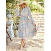 image:imageANRABESS Womens Floral Chiffon Midi Dress Puff Long Sleeve Mock Neck Summer Wedding Guest Party Dresses Fall 2026 OutfitsFloral Blue Pink