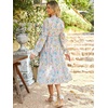 image:imageANRABESS Womens Floral Chiffon Midi Dress Puff Long Sleeve Mock Neck Summer Wedding Guest Party Dresses Fall 2026 OutfitsFloral Blue Pink