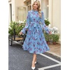 image:imageANRABESS Womens Floral Chiffon Midi Dress Puff Long Sleeve Mock Neck Summer Wedding Guest Party Dresses Fall 2026 OutfitsFloral Blue Purple
