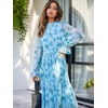image:imageANRABESS Womens Floral Chiffon Midi Dress Puff Long Sleeve Mock Neck Summer Wedding Guest Party Dresses Fall 2026 OutfitsFloral Leaf