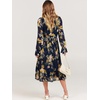 image:imageANRABESS Womens Floral Chiffon Midi Dress Puff Long Sleeve Mock Neck Summer Wedding Guest Party Dresses Fall 2026 OutfitsFloral Navy