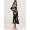 image:imageANRABESS Womens Floral Chiffon Midi Dress Puff Long Sleeve Mock Neck Summer Wedding Guest Party Dresses Fall 2026 OutfitsFloral Navy