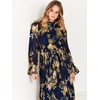 image:imageANRABESS Womens Floral Chiffon Midi Dress Puff Long Sleeve Mock Neck Summer Wedding Guest Party Dresses Fall 2026 OutfitsFloral Navy
