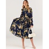 image:imageANRABESS Womens Floral Chiffon Midi Dress Puff Long Sleeve Mock Neck Summer Wedding Guest Party Dresses Fall 2026 OutfitsFloral Navy