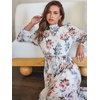 image:imageANRABESS Womens Floral Chiffon Midi Dress Puff Long Sleeve Mock Neck Summer Wedding Guest Party Dresses Fall 2026 OutfitsFloral White