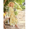 image:imageANRABESS Womens Floral Chiffon Midi Dress Puff Long Sleeve Mock Neck Summer Wedding Guest Party Dresses Fall 2026 OutfitsFloral Yellow Orange