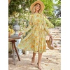 image:imageANRABESS Womens Floral Chiffon Midi Dress Puff Long Sleeve Mock Neck Summer Wedding Guest Party Dresses Fall 2026 OutfitsFloral Yellow Orange