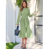 image:imageANRABESS Womens Floral Chiffon Midi Dress Puff Long Sleeve Mock Neck Summer Wedding Guest Party Dresses Fall 2026 OutfitsGreen