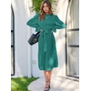 image:imageANRABESS Womens Floral Chiffon Midi Dress Puff Long Sleeve Mock Neck Summer Wedding Guest Party Dresses Fall 2026 OutfitsLake