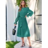 image:imageANRABESS Womens Floral Chiffon Midi Dress Puff Long Sleeve Mock Neck Summer Wedding Guest Party Dresses Fall 2026 OutfitsLake