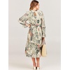 image:imageANRABESS Womens Floral Chiffon Midi Dress Puff Long Sleeve Mock Neck Summer Wedding Guest Party Dresses Fall 2026 OutfitsLeaf Apricot