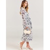 image:imageANRABESS Womens Floral Chiffon Midi Dress Puff Long Sleeve Mock Neck Summer Wedding Guest Party Dresses Fall 2026 OutfitsLeaf White