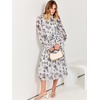 image:imageANRABESS Womens Floral Chiffon Midi Dress Puff Long Sleeve Mock Neck Summer Wedding Guest Party Dresses Fall 2026 OutfitsLeaf White