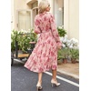 image:imageANRABESS Womens Floral Chiffon Midi Dress Puff Long Sleeve Mock Neck Summer Wedding Guest Party Dresses Fall 2026 OutfitsPink Red Rose