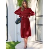 image:imageANRABESS Womens Floral Chiffon Midi Dress Puff Long Sleeve Mock Neck Summer Wedding Guest Party Dresses Fall 2026 OutfitsRed