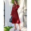 image:imageANRABESS Womens Floral Chiffon Midi Dress Puff Long Sleeve Mock Neck Summer Wedding Guest Party Dresses Fall 2026 OutfitsRed