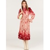 image:imageANRABESS Womens Floral Chiffon Midi Dress Puff Long Sleeve Mock Neck Summer Wedding Guest Party Dresses Fall 2026 OutfitsRose Pink