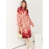image:imageANRABESS Womens Floral Chiffon Midi Dress Puff Long Sleeve Mock Neck Summer Wedding Guest Party Dresses Fall 2026 OutfitsRose Pink