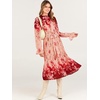image:imageANRABESS Womens Floral Chiffon Midi Dress Puff Long Sleeve Mock Neck Summer Wedding Guest Party Dresses Fall 2026 OutfitsRose Pink