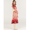image:imageANRABESS Womens Floral Chiffon Midi Dress Puff Long Sleeve Mock Neck Summer Wedding Guest Party Dresses Fall 2026 OutfitsRose Pink