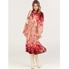 image:imageANRABESS Womens Floral Chiffon Midi Dress Puff Long Sleeve Mock Neck Summer Wedding Guest Party Dresses Fall 2026 OutfitsRose Pink