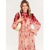image:imageANRABESS Womens Floral Chiffon Midi Dress Puff Long Sleeve Mock Neck Summer Wedding Guest Party Dresses Fall 2026 OutfitsRose Pink