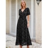 image:imageANRABESS Womens Floral Maxi Formal Dress Summer Mesh Short Sleeve V Neck Empire Waist Wedding Guest Party DressesBlack