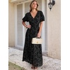 image:imageANRABESS Womens Floral Maxi Formal Dress Summer Mesh Short Sleeve V Neck Empire Waist Wedding Guest Party DressesBlack