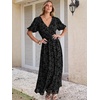 image:imageANRABESS Womens Floral Maxi Formal Dress Summer Mesh Short Sleeve V Neck Empire Waist Wedding Guest Party DressesBlack