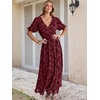 image:imageANRABESS Womens Floral Maxi Formal Dress Summer Mesh Short Sleeve V Neck Empire Waist Wedding Guest Party DressesBurgundy