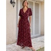 image:imageANRABESS Womens Floral Maxi Formal Dress Summer Mesh Short Sleeve V Neck Empire Waist Wedding Guest Party DressesBurgundy