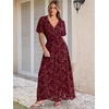 image:imageANRABESS Womens Floral Maxi Formal Dress Summer Mesh Short Sleeve V Neck Empire Waist Wedding Guest Party DressesBurgundy