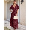 image:imageANRABESS Womens Floral Maxi Formal Dress Summer Mesh Short Sleeve V Neck Empire Waist Wedding Guest Party DressesBurgundy