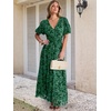 image:imageANRABESS Womens Floral Maxi Formal Dress Summer Mesh Short Sleeve V Neck Empire Waist Wedding Guest Party DressesDeep Green