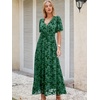 image:imageANRABESS Womens Floral Maxi Formal Dress Summer Mesh Short Sleeve V Neck Empire Waist Wedding Guest Party DressesDeep Green