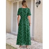 image:imageANRABESS Womens Floral Maxi Formal Dress Summer Mesh Short Sleeve V Neck Empire Waist Wedding Guest Party DressesDeep Green