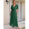 image:imageANRABESS Womens Floral Maxi Formal Dress Summer Mesh Short Sleeve V Neck Empire Waist Wedding Guest Party DressesDeep Green
