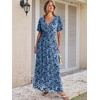 image:imageANRABESS Womens Floral Maxi Formal Dress Summer Mesh Short Sleeve V Neck Empire Waist Wedding Guest Party DressesDusty Blue