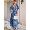 image:imageANRABESS Womens Floral Maxi Formal Dress Summer Mesh Short Sleeve V Neck Empire Waist Wedding Guest Party DressesDusty Blue