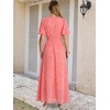 image:imageANRABESS Womens Floral Maxi Formal Dress Summer Mesh Short Sleeve V Neck Empire Waist Wedding Guest Party DressesPeach Pink