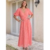 image:imageANRABESS Womens Floral Maxi Formal Dress Summer Mesh Short Sleeve V Neck Empire Waist Wedding Guest Party DressesPeach Pink
