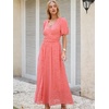 image:imageANRABESS Womens Floral Maxi Formal Dress Summer Mesh Short Sleeve V Neck Empire Waist Wedding Guest Party DressesPeach Pink