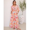 image:imageANRABESS Womens Maxi Dress 2026 Summer Boho Ruffle Sleeve V Neck A Line Elastic Waist Flowy Wedding Guest Party Long DressesFloral Yellow Pink