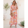 image:imageANRABESS Womens Maxi Dress 2026 Summer Boho Ruffle Sleeve V Neck A Line Elastic Waist Flowy Wedding Guest Party Long DressesFloral Yellow Pink