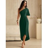 image:imageANRABESS Womens One Shoulder Formal Midi Dresses 2026 Summer Wrap High Slit Beach Wedding Guest Party Cocktail Maxi DressDark Green