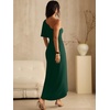image:imageANRABESS Womens One Shoulder Formal Midi Dresses 2026 Summer Wrap High Slit Beach Wedding Guest Party Cocktail Maxi DressDark Green