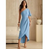 image:imageANRABESS Womens One Shoulder Formal Midi Dresses 2026 Summer Wrap High Slit Beach Wedding Guest Party Cocktail Maxi DressLight Blue